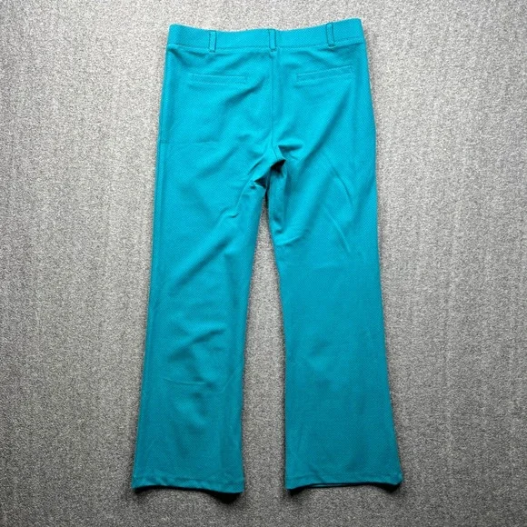 Betabrand Dress Pant Yoga Pants Women L Petite Teal Blue Micro Dot Straight Leg - Picture 2 of 13